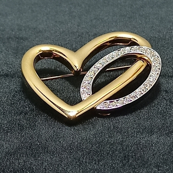 Keyes brooch golden heart with white strass - Picture 5 of 5